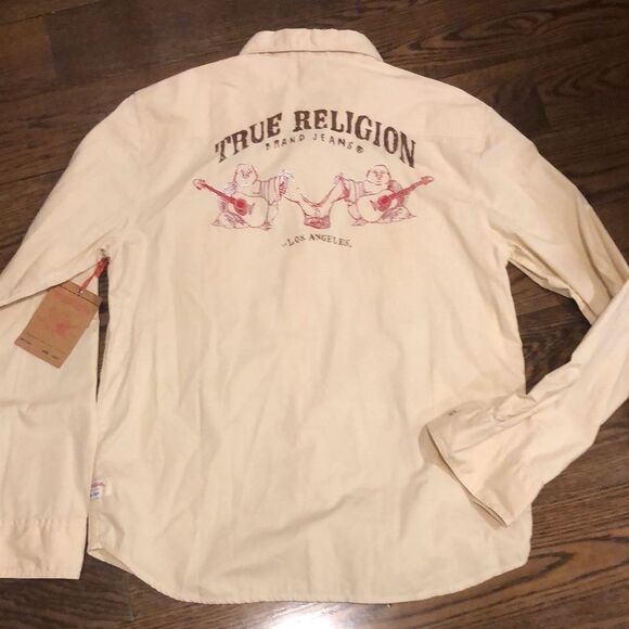 TRUE RELIGION Men’s Beige Buddha Western Button Down Shirt Size 3XL NWT - Picture 15 of 15